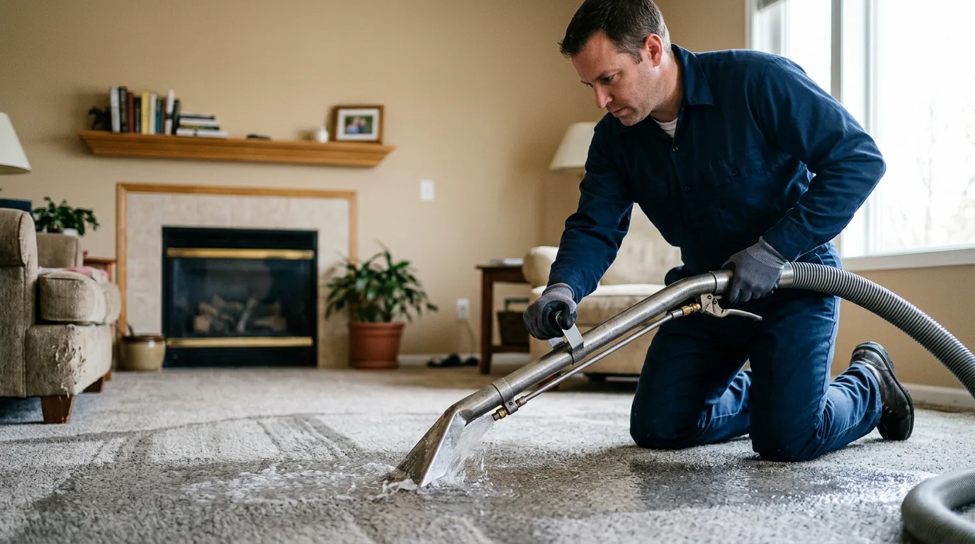 Water damage restoration technician working near Huntingdon Valley, PA